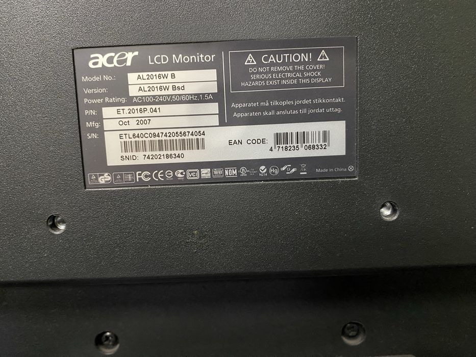 Монітор Acer AL2016W