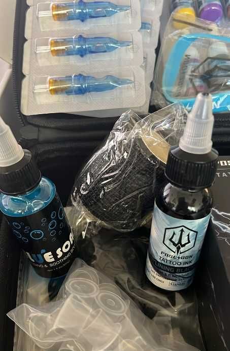 Kit de Tatuagem POSEIDON Wireless Pen Flash – Estojo Completo – Tintas + Cartuchos