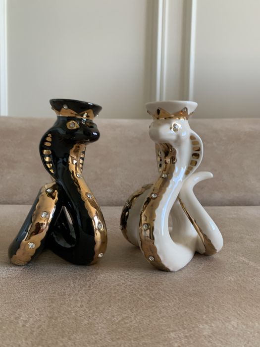 Свічники "Парочка змійок". Кераміка. LEFARD.