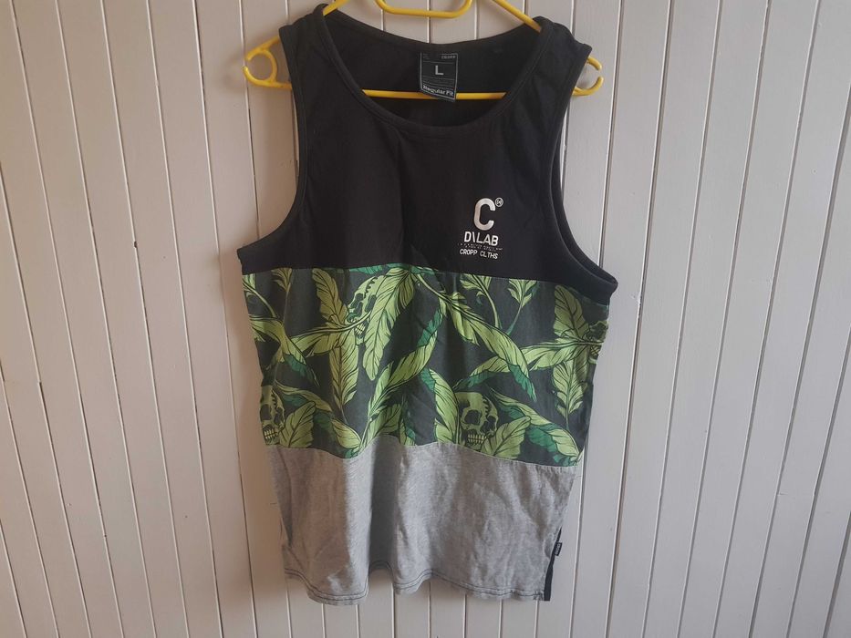 Podkoszulek męski L CROPP regularfit czarny zielony szary bawełna 100%