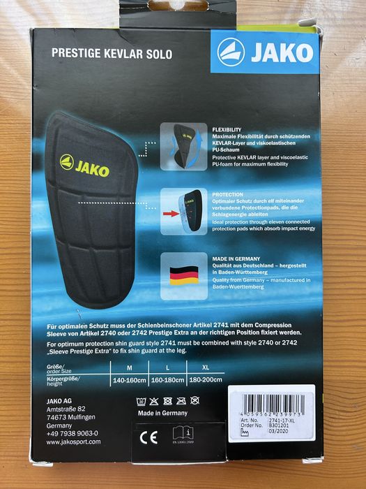 Nowe JAKO KEVLAR ochraniacze na piszczele piłka nożna