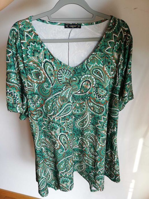 Enmain zielona boho ornament tunika bluzka r. 3XL