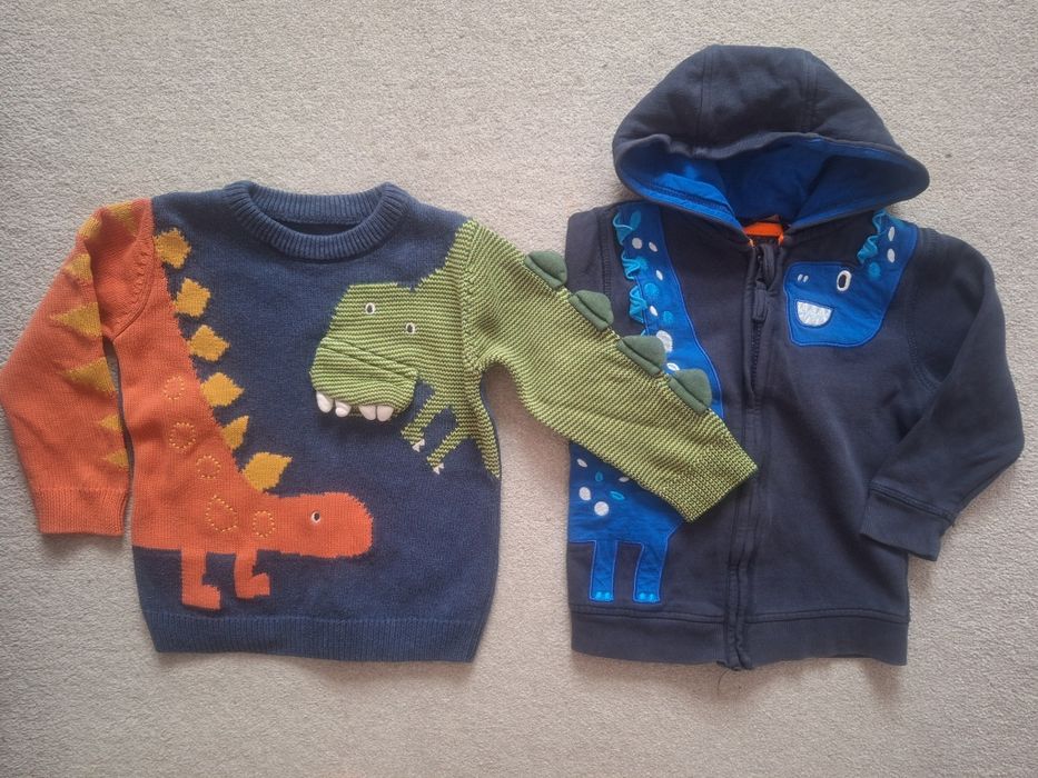 Swetry 92/98 bluzy zestaw dinozaury