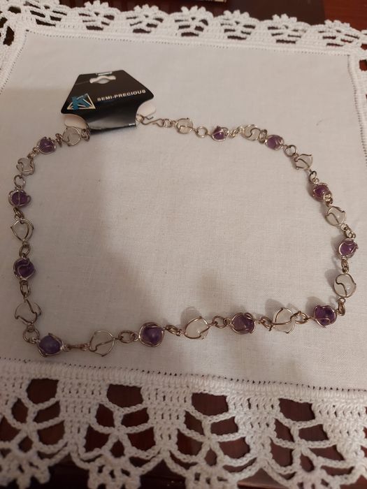 Colar de Ametista e Crystal - Lilás e Branco.