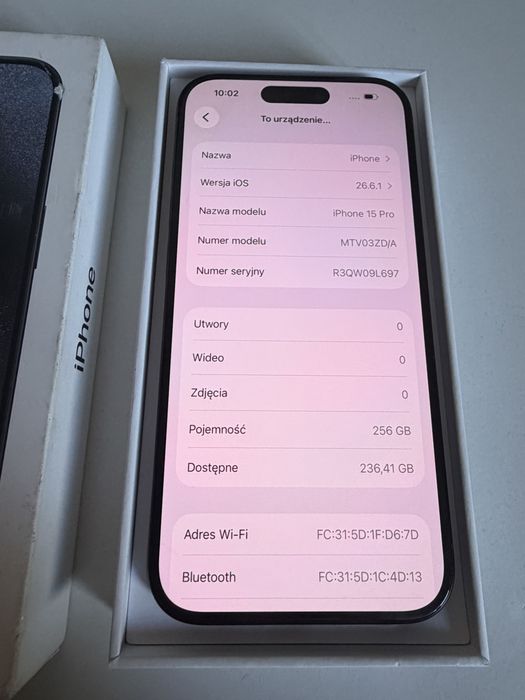 Bateria 95% iPhone 15 Pro 256gb Blue Titanium Idealny