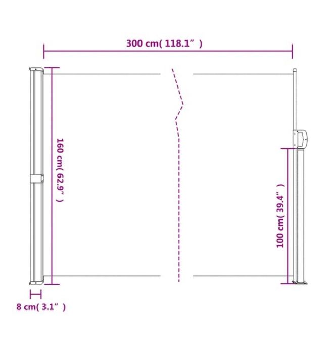 Toldo lateral retrátil 160x300 cm bege
