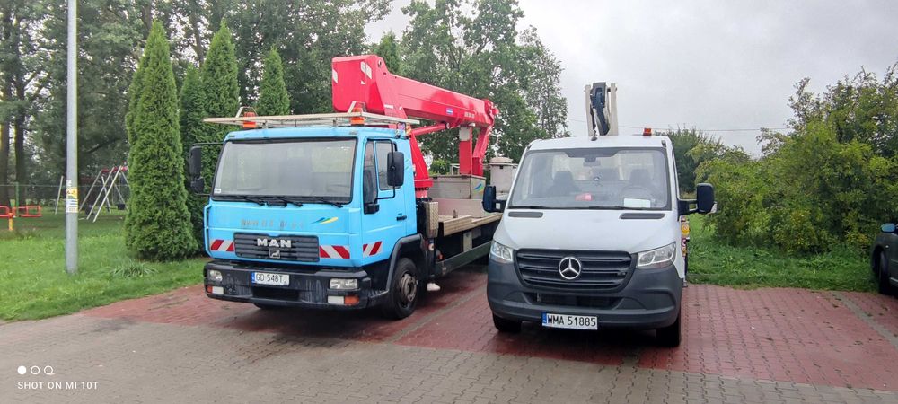 Wynajem podnośnika koszowego 18m i27m 300kg 13 w bok Błonie Brwinów ok