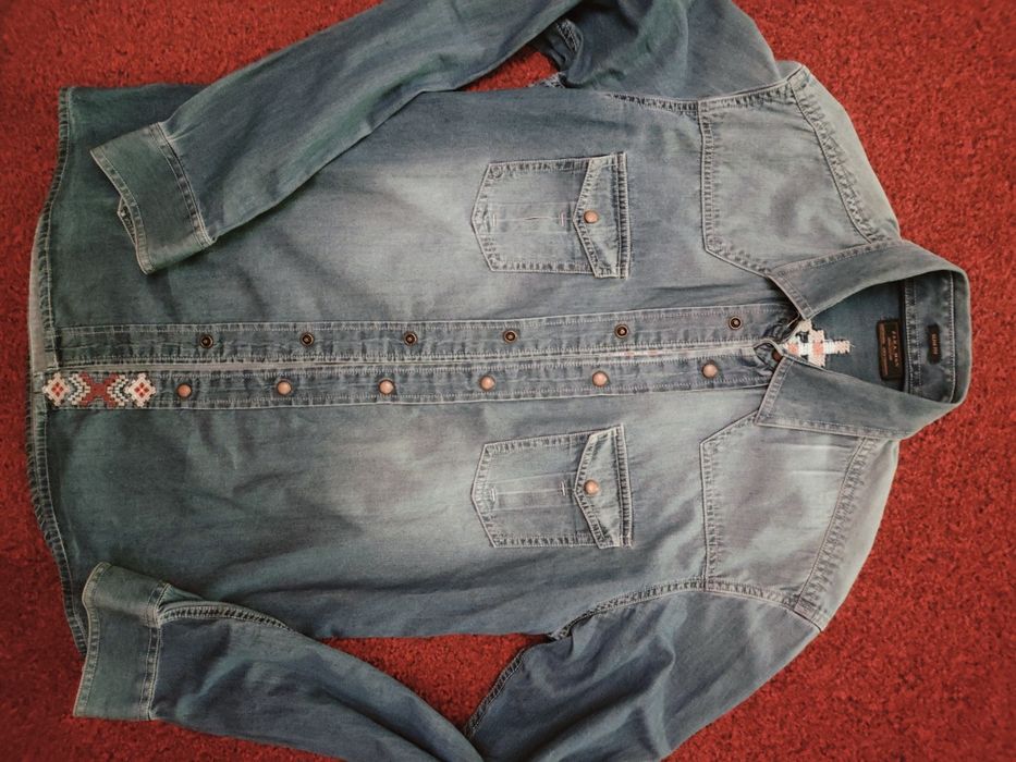 Zara Sinsay Sukienki + żakiet jeans unisex z haftem L/XL