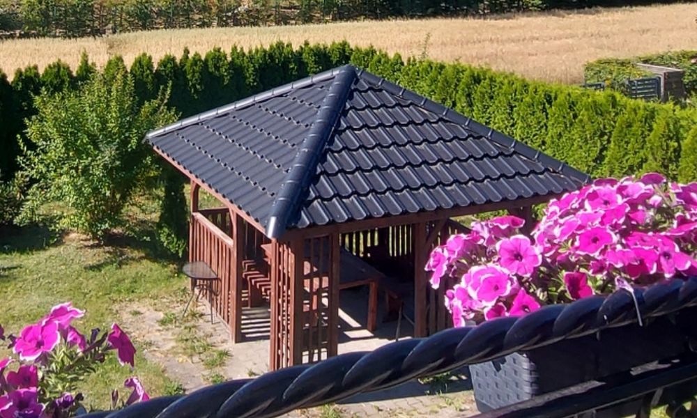 Altanka ogrodowa drewniana dach antracyt