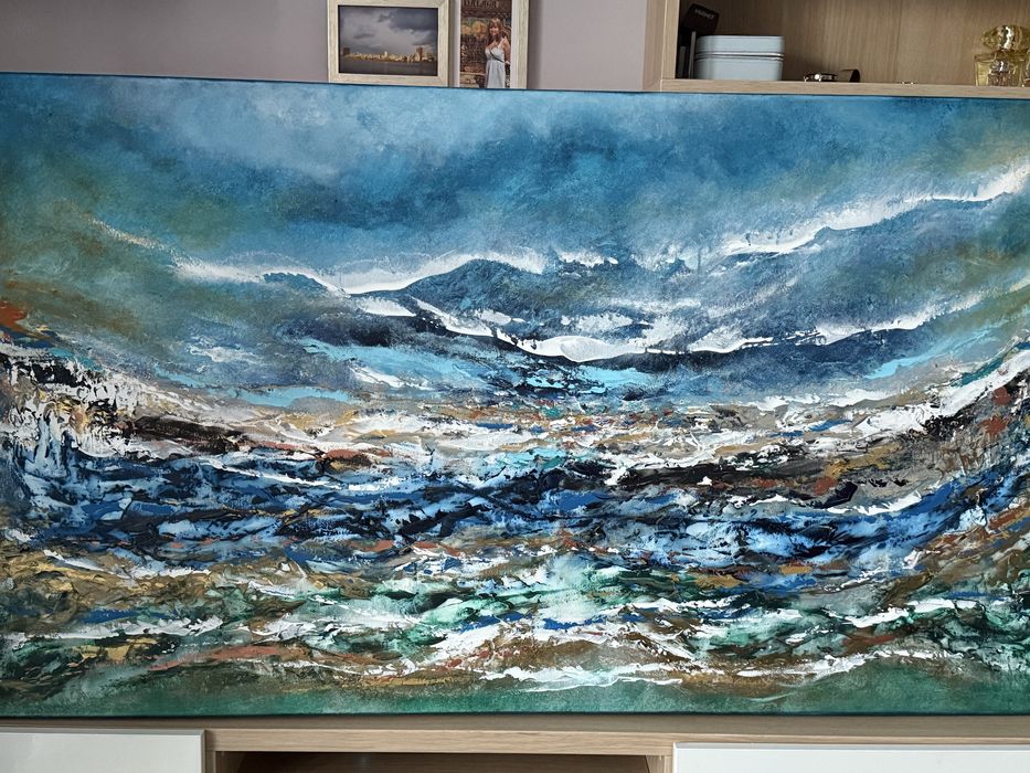 Obraz Abstrakcja 80x140cm, akryl. Okazja!