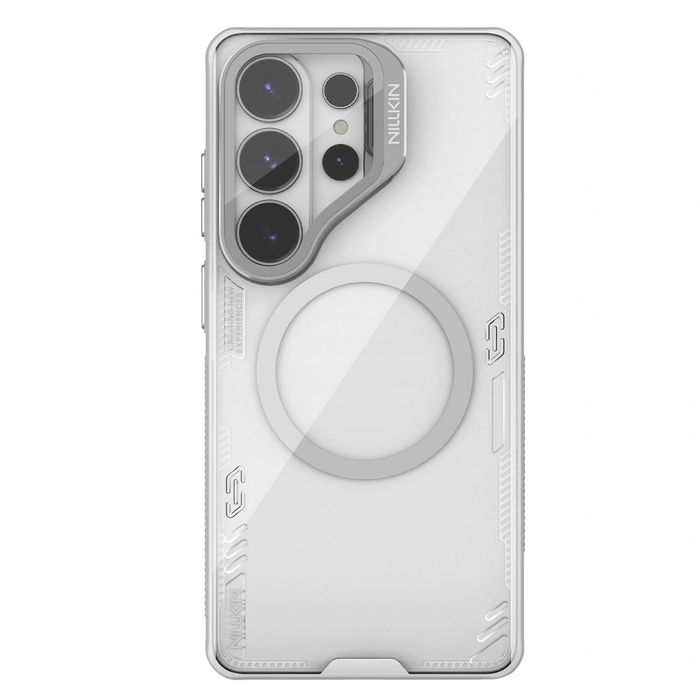 Etui Nillkin Iceblade Prop Magnetic z osłoną aparatu i podstawką kompatybilne z MagSafe na Samsung Galaxy S26 Ultra - przezroczysto-szare | vis