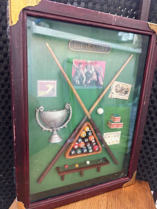 Drewniana szafka na klucze bilard vintage
