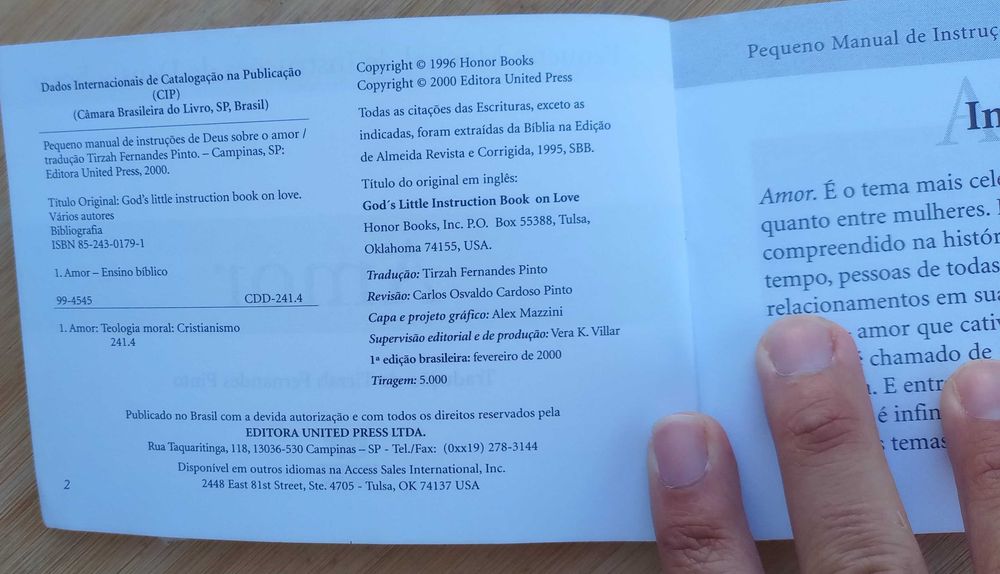 Amor, Pequeno Manual de Instruções de Deus Sobre o
