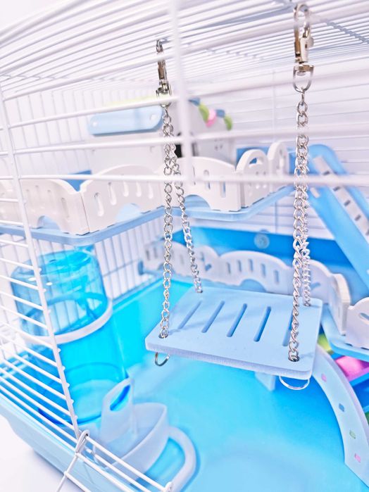 ТОП! Яркая Розовая клетка для хомяка G06 с 3 этажами, 47×29×30 см