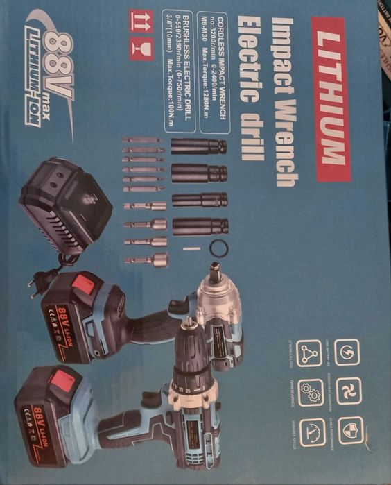 Maquina de impacto e maquina de berbequim com aparafusadora e martelo