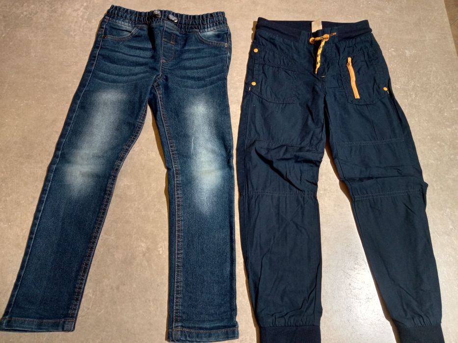 Zestaw spodni jeansy dresy 122