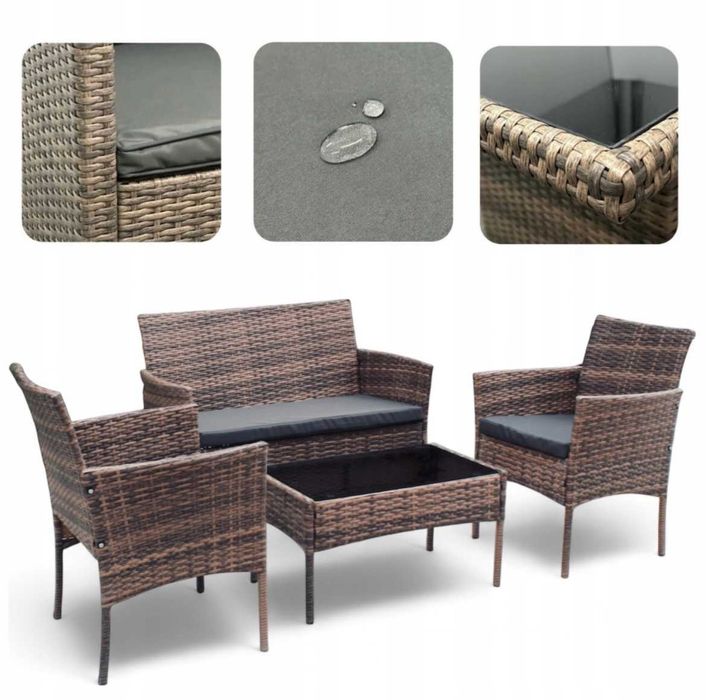 ZESTAW MEBLI OGRODOWYCH / 3 KOLORY /Technorattan/ 4 osobowy / 4 kolory