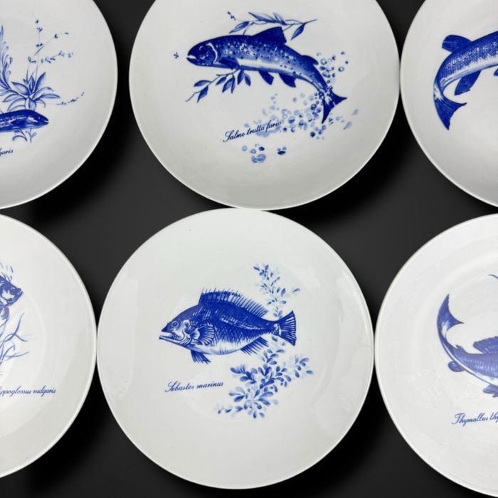 Komplet 6 talerzy obiadowych Kahla z motywami ryb b5/072131