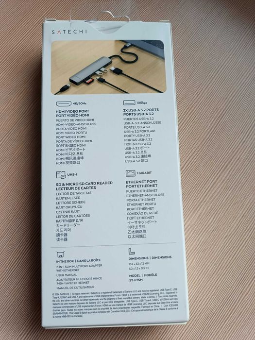 HUB Satechi 7-in-1 USB-C USB-C Ethernet HDMI 4K Nowy MacBook Windows