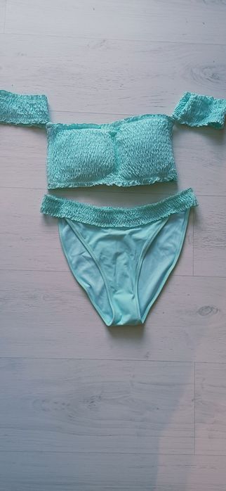 Turkusowe bikini stroj kapielowy dwuczęściowy  majtki xl stanik L nowe
