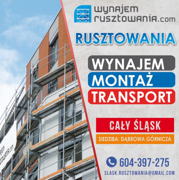 Wynajem rusztowania elewacyjnego z Transportem NAJTANIEJ !!!