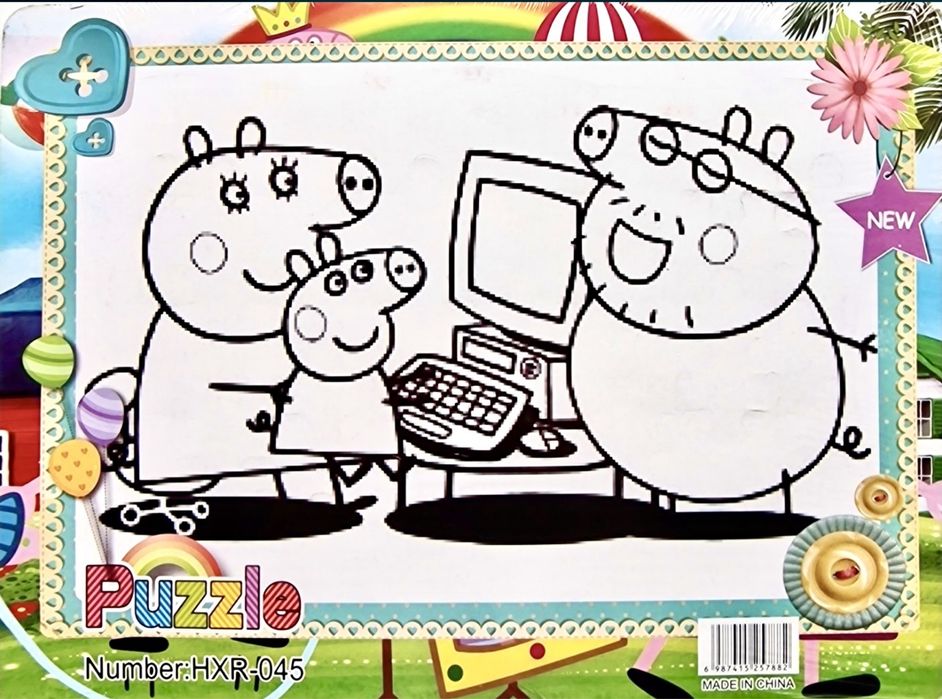 Puzzle z kolorowanką świnka peppa