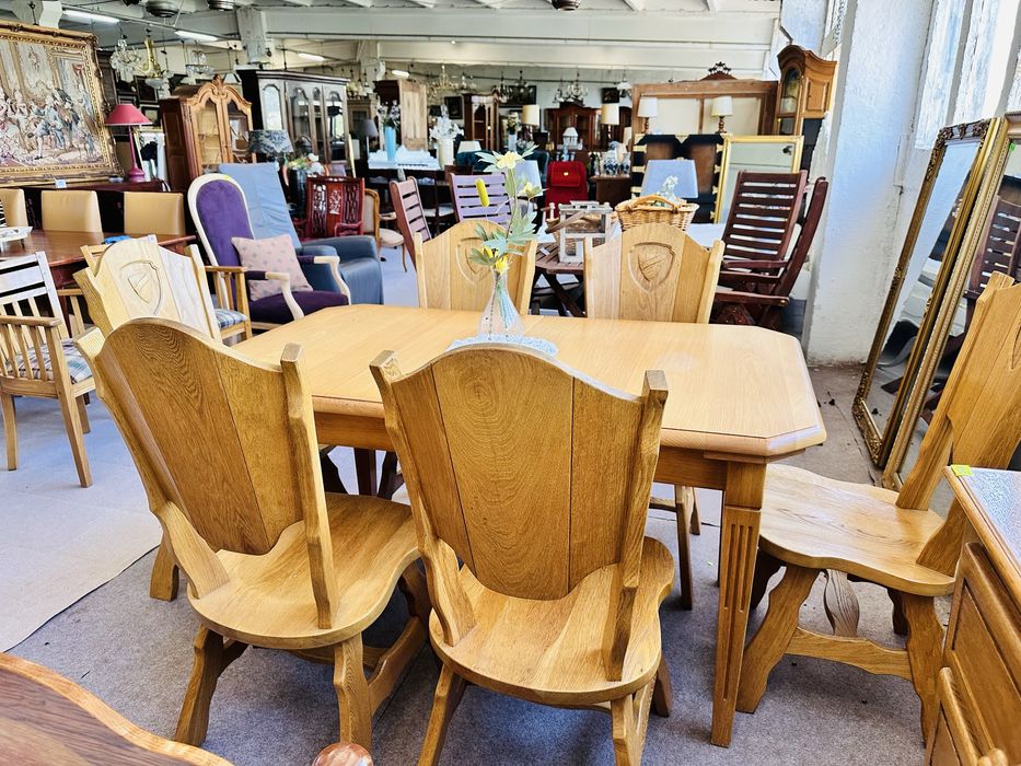 Duży, ROZKŁADANY stół z 6 krzesłami 100% DĄB :)