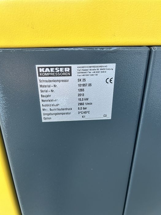 Kompresor śrubowy  KAESER SK 25 15kw 8bar + OSUSZACZ