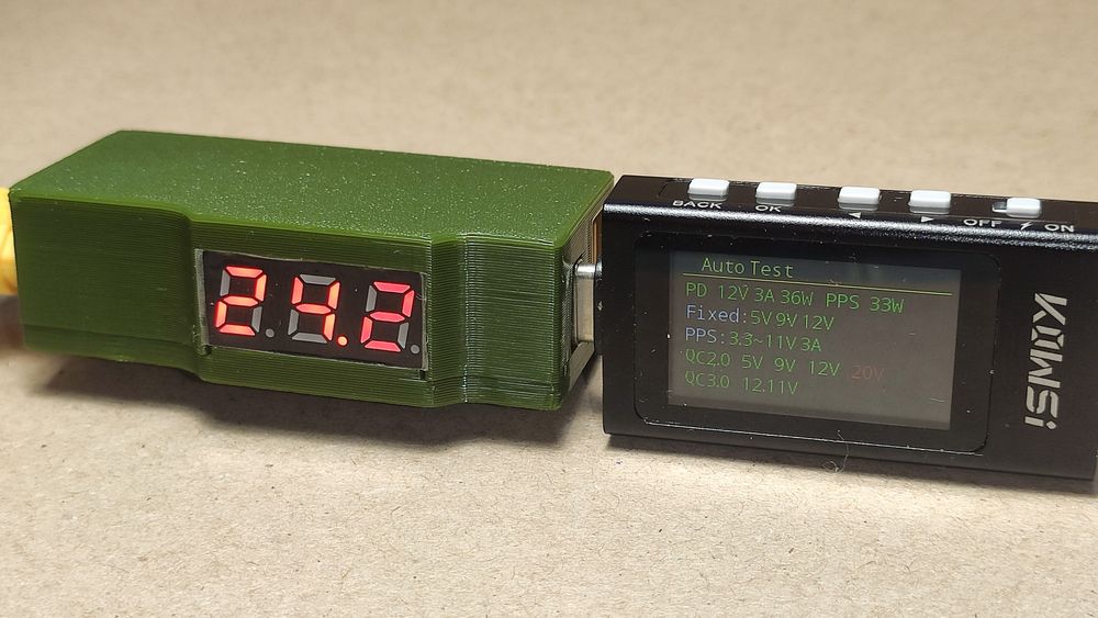 Адаптер XT60 - USB-C/USB-A для FPV батарей 2-6S, 36W з вольтметром