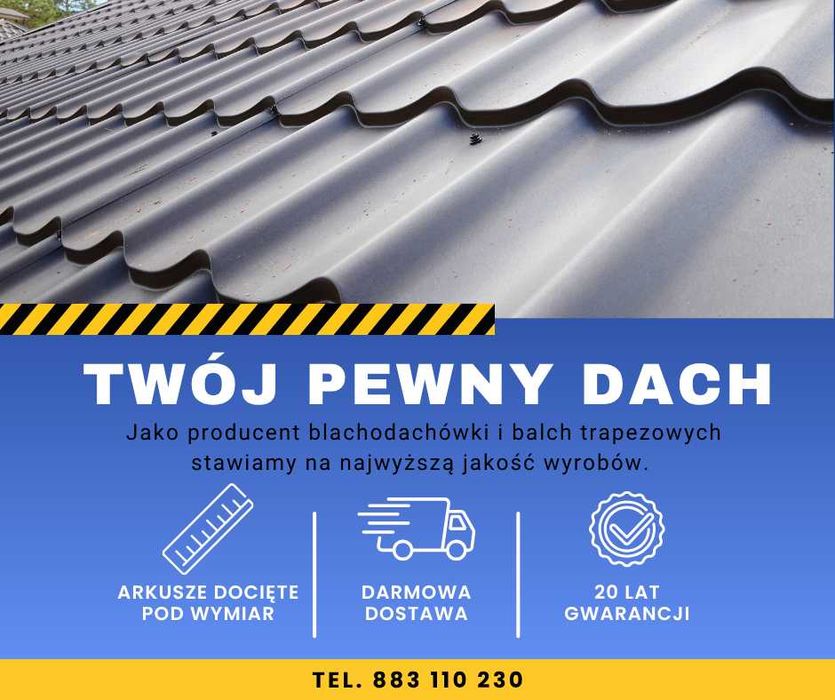Blacha trapezowa, blachodachówka, panel dachowy na rąbek | Docinanie pod wymiar
