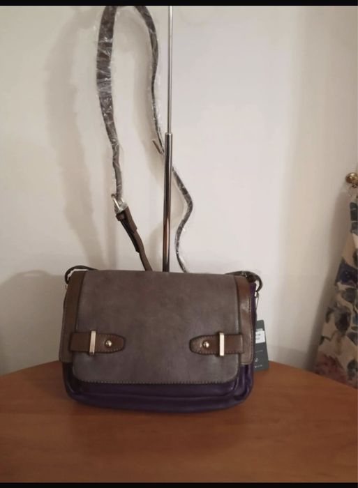 Fioletowo brązowa torebka na ramię