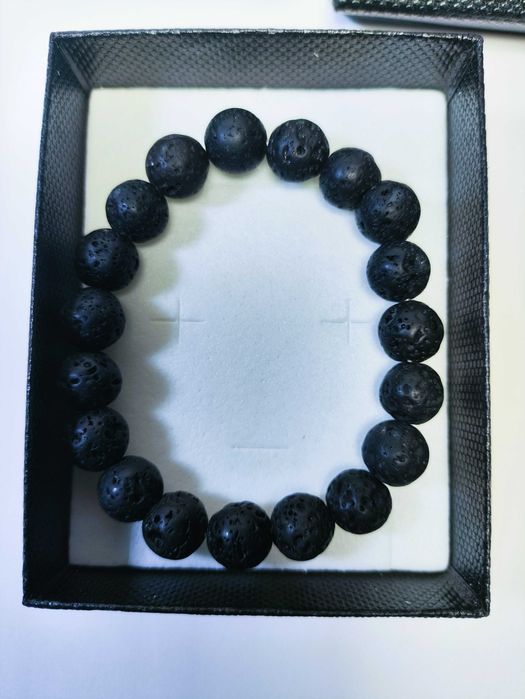 Pulseira de Pedra Vulcânica Natural Contas de Lava Acessório de moda joias feitas à mão - Aromaterapia
