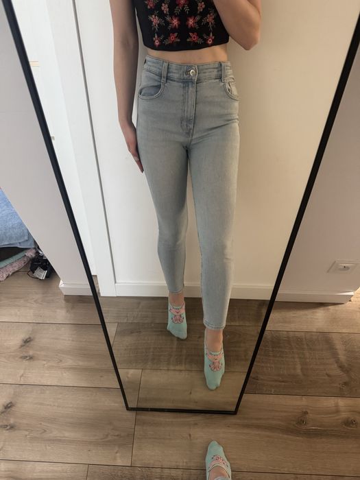 Spodnie jeansy zara wysoki stan