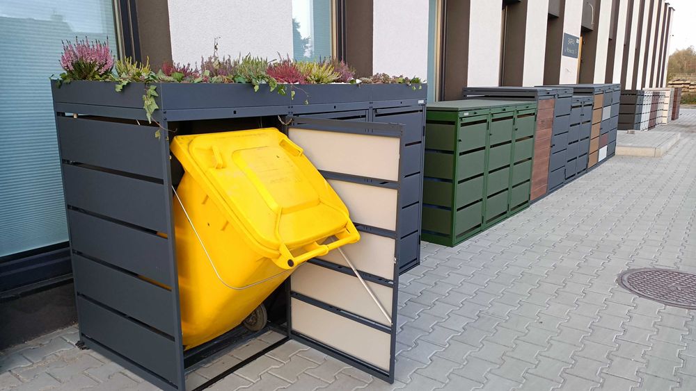 Zabudowa Obudowa Kosza na Śmieci Wiata Śmietnikowa z Kwietnikiem