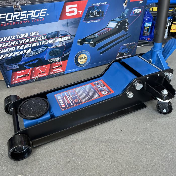 Домкрат підкатний двопоршневий 5 Тон два циліндри З ПЕДАЛЛЮ