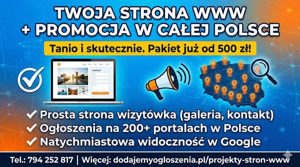 Tania strona internetowa od 500 PLN z mocnym startem w sieci