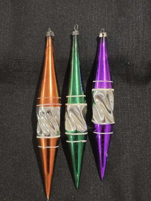 Bombki choinkowe PRL szklane sople kolorowe retro ozdoby