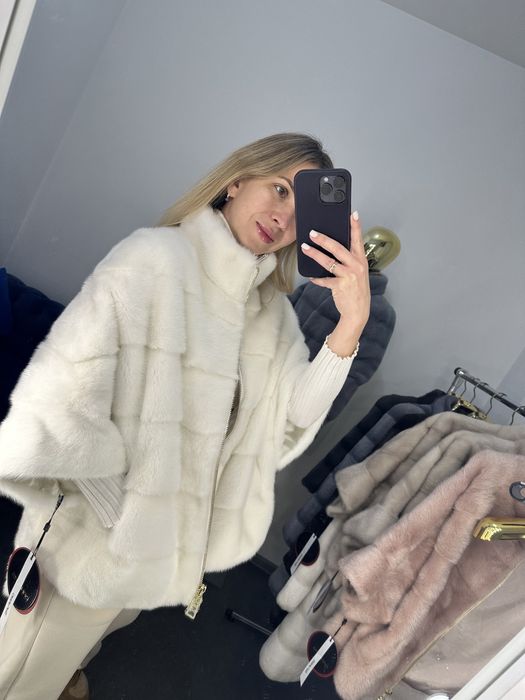 Біла норкова кофта, білосніжна норкова шубка