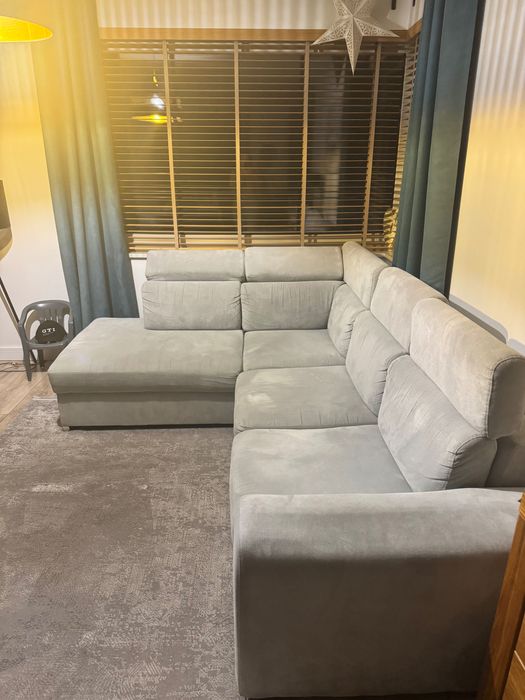 Kanapa rogówka rozkładana kolor jasny szary