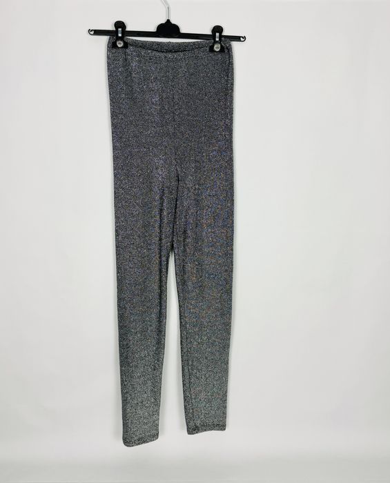 Srebrne legginsy z brokatem S 36