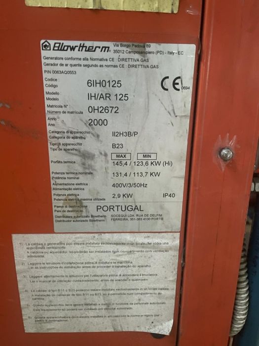 Caldeira para estufa a gasóleo