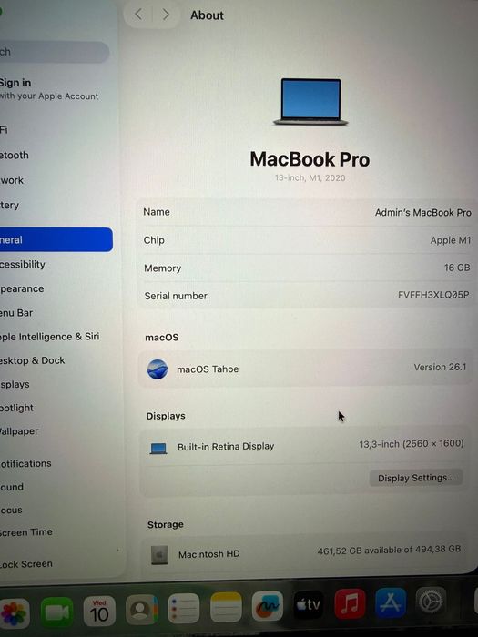 MacBook Pro 13” 2020 – M1 / 16 GB RAM / 512 GB SSD