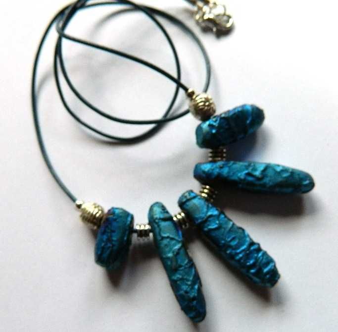 Niebieski kwarc aura, oryginalny naszyjnik