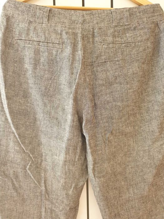 Szare w melanżu lniane spodnie F&F r. 40