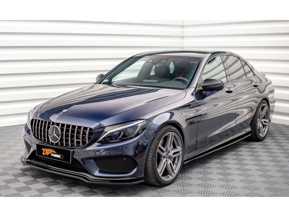 Mercedes C-сlass W205 2014-2021 рр. Накладка на передній бампер DPT V2 (2014-2018, тільки для AMG-Line, чорний глянець)
