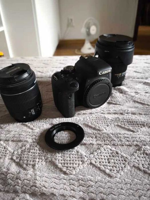 canon 800d + kit 18-55mm + sigma 17-50mm f2.8 + dodatki