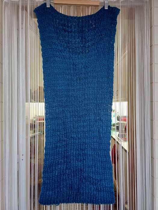 Cachecol de lã azul, tipo gola