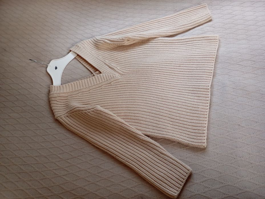 ZARA S-M owersizowy sweter gruby splot kolor ecru