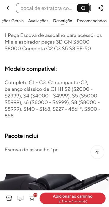 Escova aspirador miele