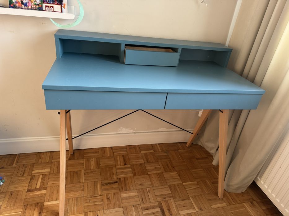 Minko biurko niebieskie dla dziecka ikea z nadstawką